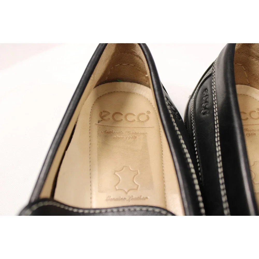 ECCO Mens Driving Loafers Shoes Size US 9.5 EU 43 Black Leather Slip On